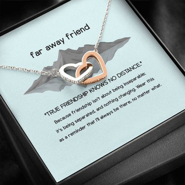 Far away friend Gift Long distance Friendship Jewelry Heart necklace