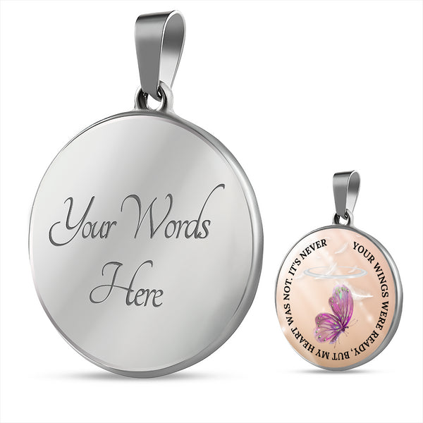 Remembrance Circle Necklace, Jewelry Memorial Gift...Your wings were ready - Jewelled by love