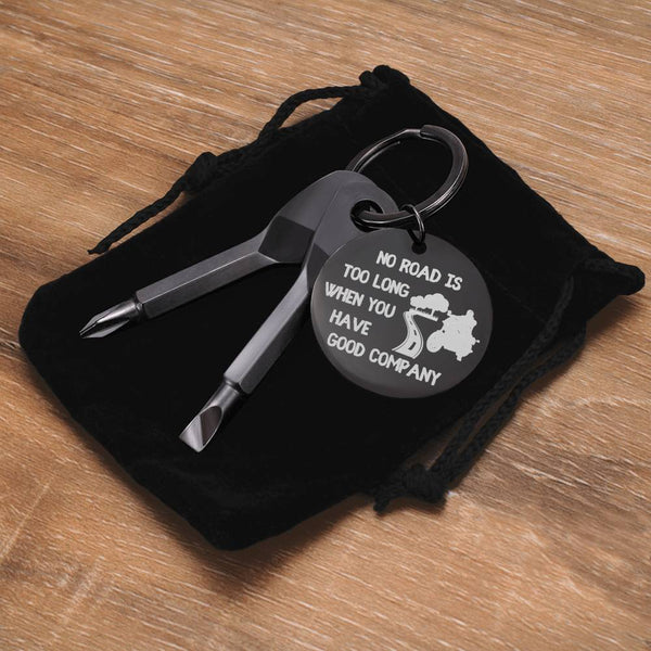 No road  is too long Engraved Screwdriver keychain for biker - Jewelled by love