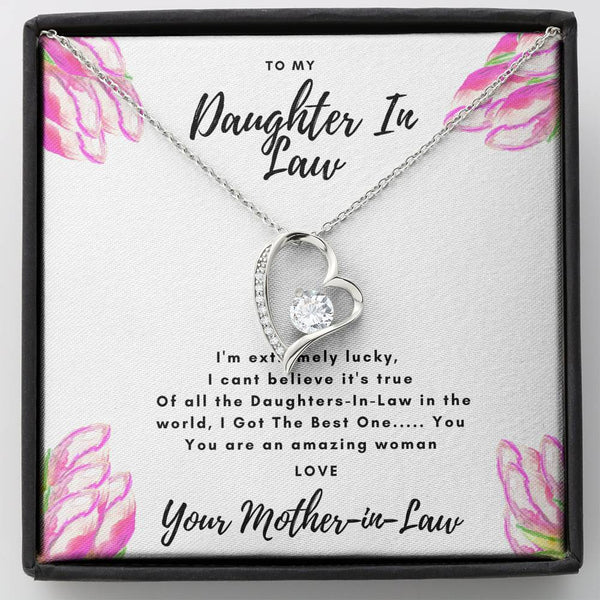 To my Daughter in Law elegent heart necklace...I'm extremely lucky - Jewelled by love