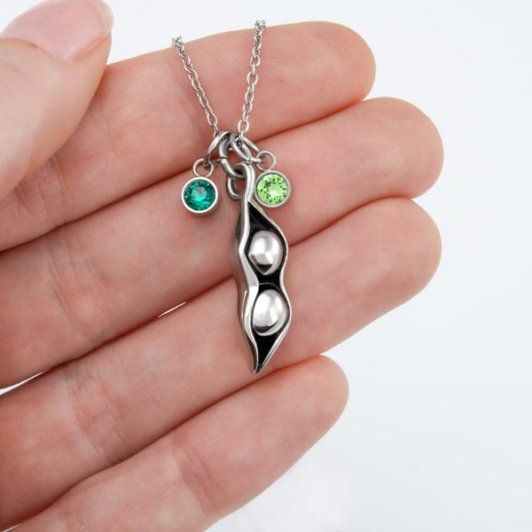 Mother's day gift from son...Peas in a pod birthstone necklace - Jewelled by love