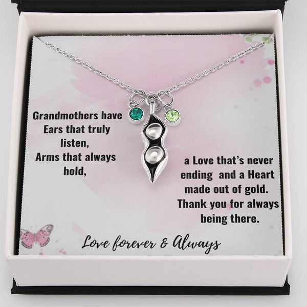 Necklace gift for Grandmother with Birthstone..Grandmothers have ears that... - Jewelled by love