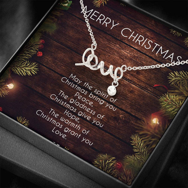 Inspirational Christmas quote necklace... May the spirit of Christmas bring you peace - Jewelled by love