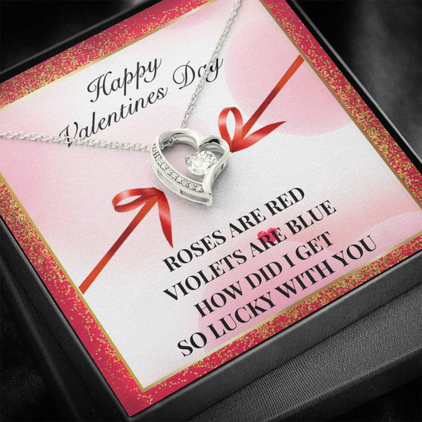 Girlfriend Valentines Heart Necklace.. Roses are red - Jewelled by love