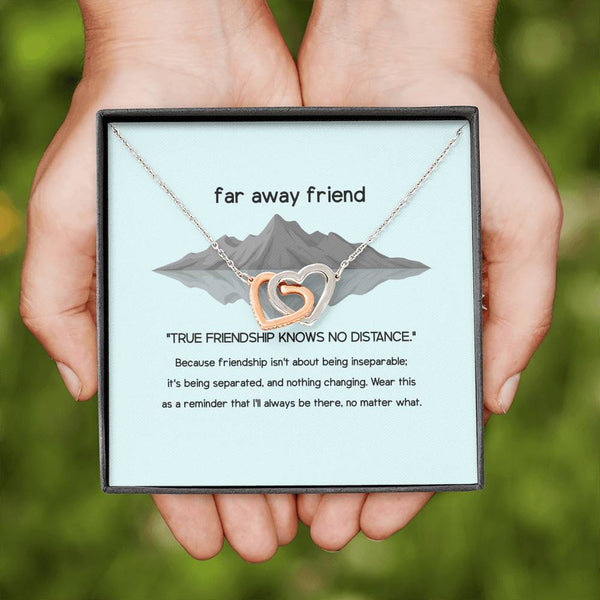 Far away friend Gift, Long distance Friendship Jewelry, Heart necklace for her.. True friendship knows - Jewelled by love