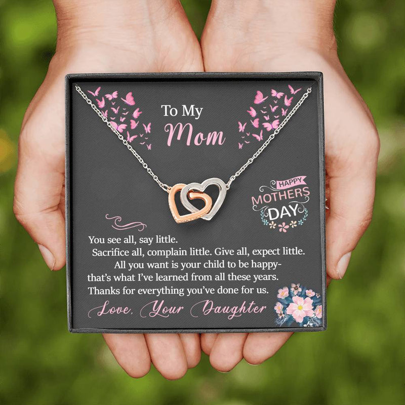 Personalized Mother's day Interlocking hearts necklace.....You see all say little - Jewelled by love