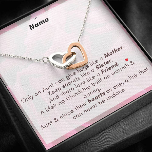 Necklace for Aunt- Only an aunt can give hugs like a mother....never be undone - Jewelled by love