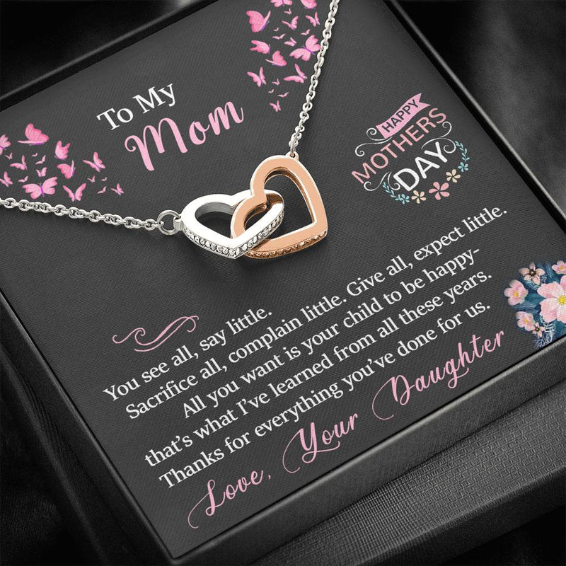 Personalized Mother's day Interlocking hearts necklace.....You see all say little - Jewelled by love