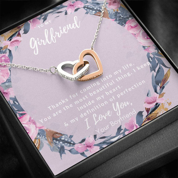 Girlfriend gift necklace...To my Girlfriend.......Thanks for coming into my life. - Jewelled by love