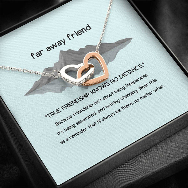 Far away friend Gift, Long distance Friendship Jewelry, Heart necklace for her.. True friendship knows - Jewelled by love