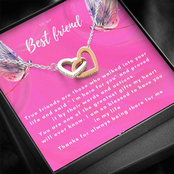 To My Best Friend -True Friends Sterling Silver Sweetest Hearts Necklace - Jewelled by love