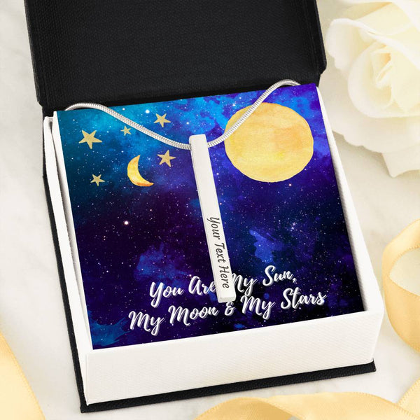 Personalized Vertical Bar 2 sided necklace.. You are my sun, my moon, - Jewelled by love