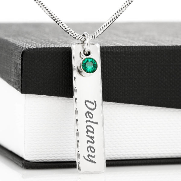 Birthstone Necklace with Message - Jewelled by love