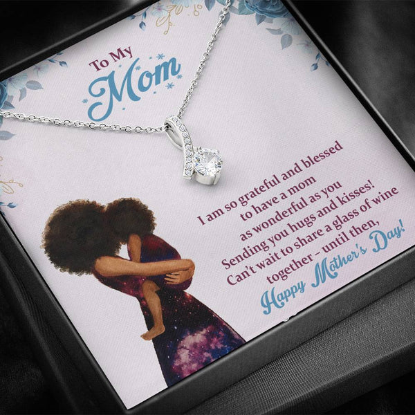 Happy Mother's Day round cut cz Necklace..I am so grateful - Jewelled by love