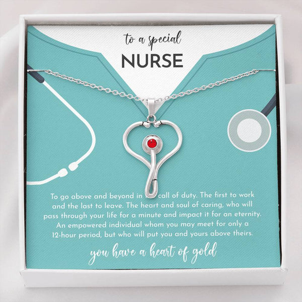 To a special Nurse Stethoscope necklace - Jewelled by love