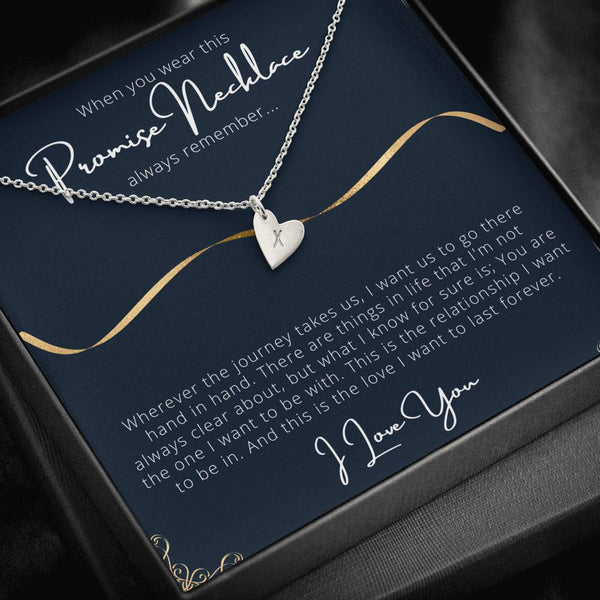 Promise necklace for girlfriend, Wherever the journey takes us, Initial necklace - Jewelled by love