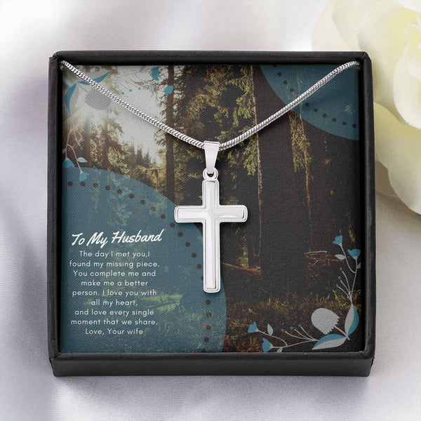 To my Husband cross necklace.....The day I met you - Jewelled by love