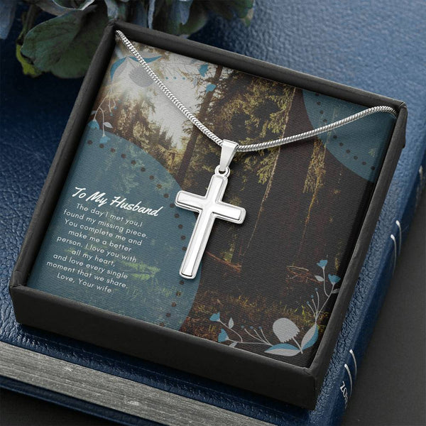 To my Husband cross necklace.....The day I met you - Jewelled by love
