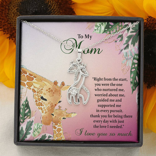 To My Mom Giraffe necklace gift...Right from the start you were the one - Jewelled by love