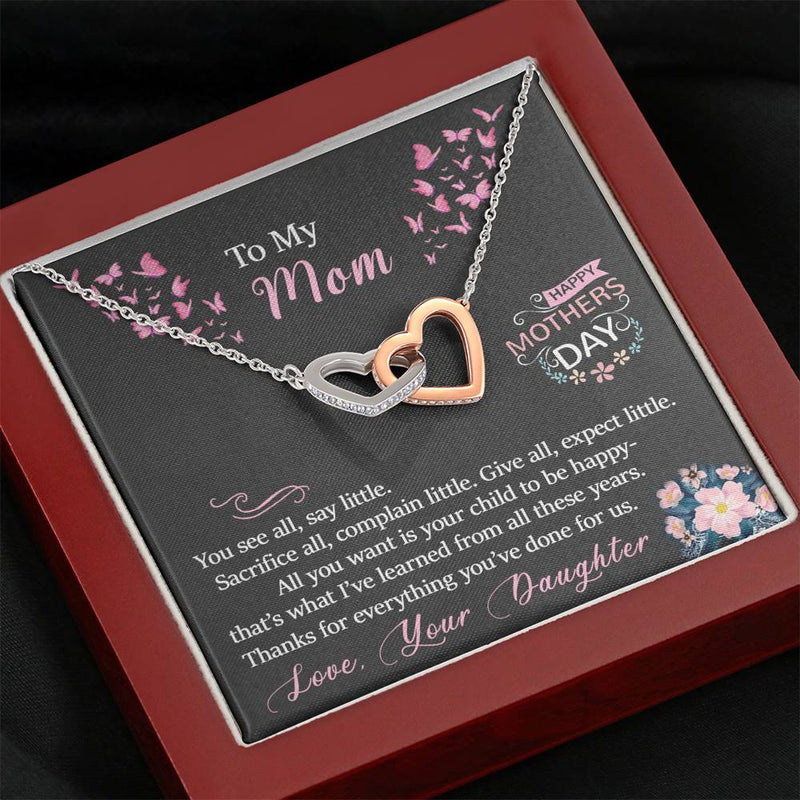 Personalized Mother's day Interlocking hearts necklace.....You see all say little - Jewelled by love
