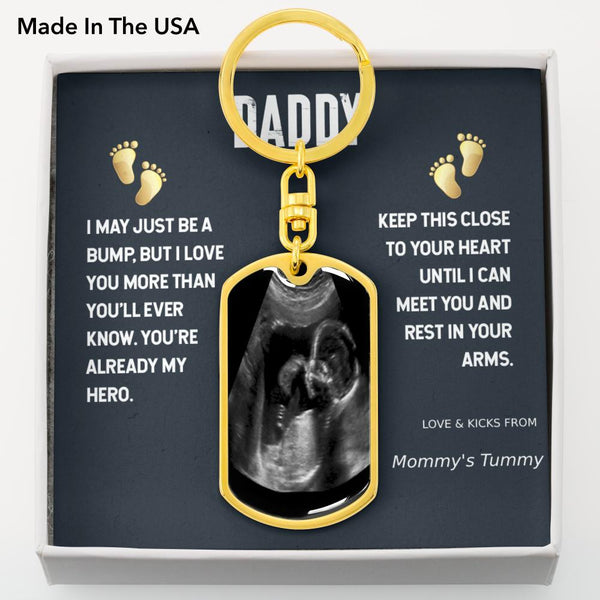 New dad keyring gift from baby, sonogram keychain - Jewelled by love