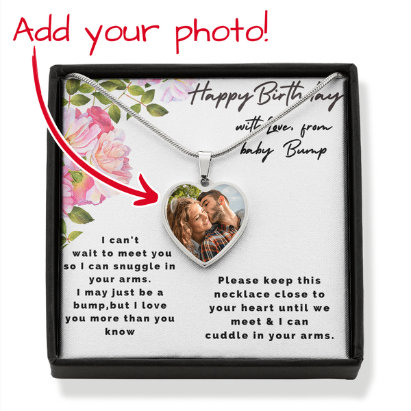 Happy Birthday heart necklace,Personalized Photo upload, Pregnant Daughter Necklace, Sonogram, Ultrasound - Jewelled by love