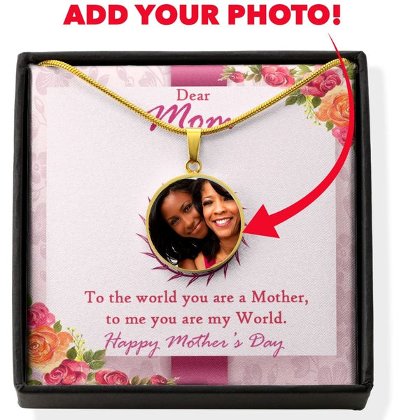 Personalized Photo upload neecklace gift for mom-Dear Mom To the World - Jewelled by love
